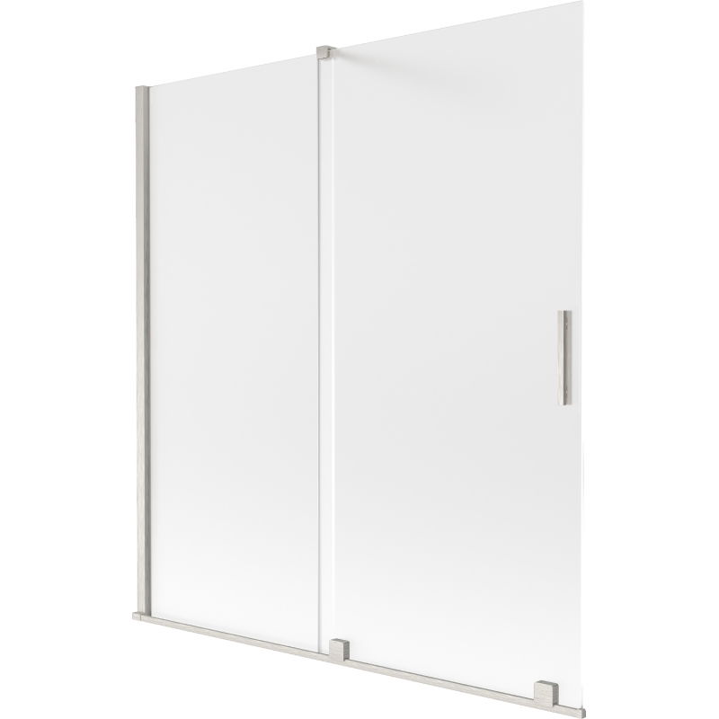 Mexen Velar duschskärmsvägg 2-delad skjutbar 150 x 150 cm, frost, borstad nickel - 896-150-000-31-97