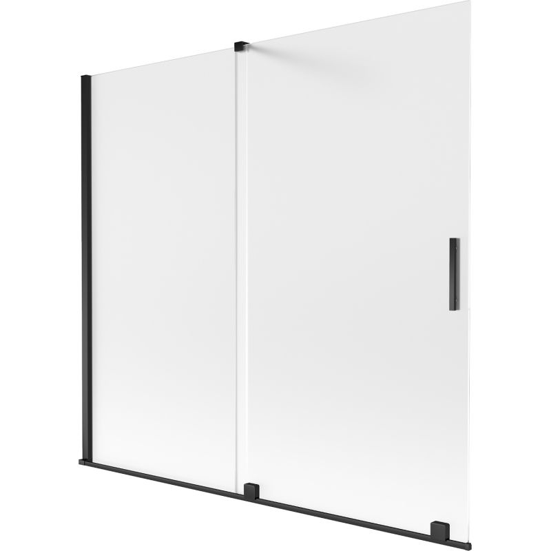 Mexen Velar dvojna zložljiva kopalniška pregrada 170 x 150 cm, mraz, črna - 896-170-000-31-70