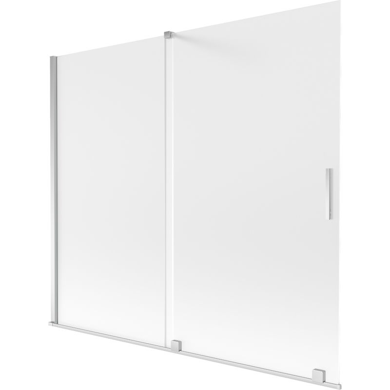 Mexen Velar Badewannenabtrennung 2-flügelig verschiebbar 180 x 150 cm, Mattglas, Chrom - 896-180-000-31-01