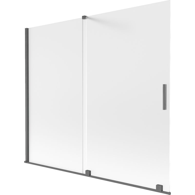 Mexen Velar Badewannenabtrennung 2-flügelig, verschiebbar, 180 x 150 cm, matt, gebürstet gun gray - 896-180-000-31-66