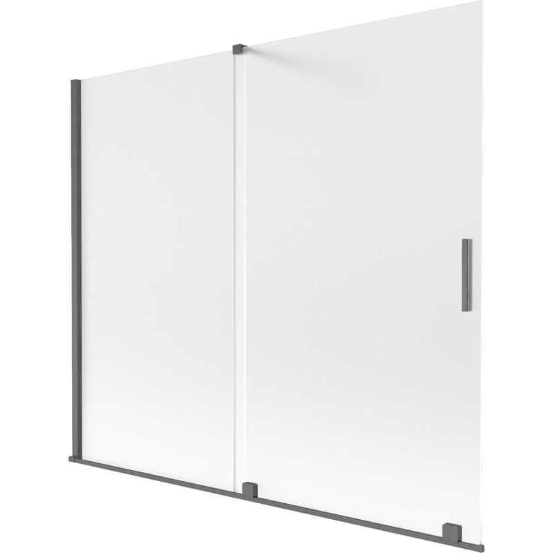 Mexen Velar douchewand badkuip 2-vleugelig uitschuifbaar 180 x 150 cm, ijs, geweer grijs geborsteld - 896-180-000-31-66