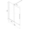 Mexen Velar Badewannenabtrennung 2-flügelig, verschiebbar, 180 x 150 cm, matt, gebürstet gun gray - 896-180-000-31-66