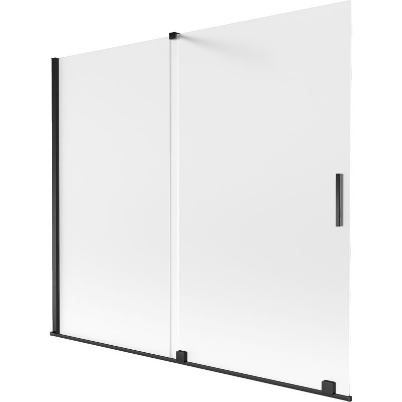 Mexen Velar Badewannen-Paravent 2-flügelig, Schiebe 180 x 150 cm, matt, schwarz - 896-180-000-31-70