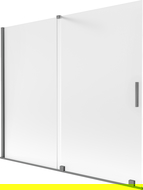 Mexen Velar paravento per vasca da bagno a 2 ante scorrevoli 180 x 150 cm, brina, gun metal - 896-180-000-31-95