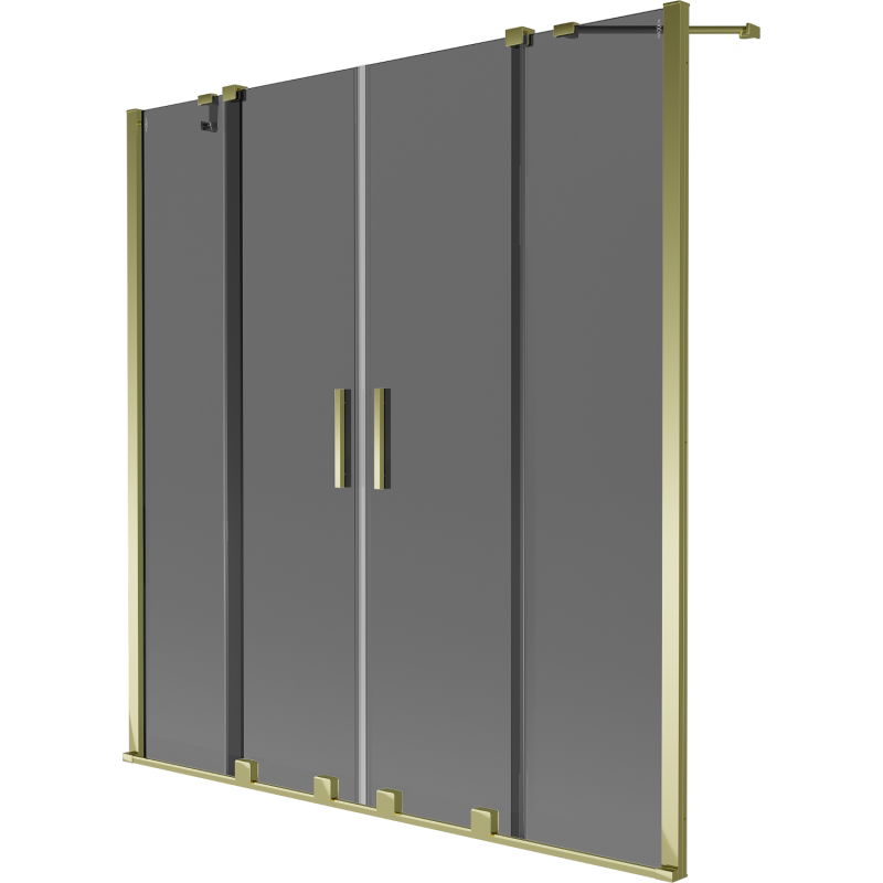 Mexen Velar Duo Badewannenabtrennung 2-flügelig verschiebbar 150 x 150 cm, Graphit, Gold - 896-150-000-42-50