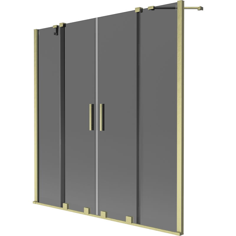 Mexen Velar Duo Badewannenfaltwand 2-flügelig verschiebbar 150 x 150 cm, Graphit, gebürstetes Gold - 896-150-000-42-55