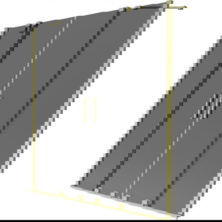 Mexen Velar Duo Badewannenfaltwand 2-flügelig verschiebbar 150 x 150 cm, Graphit, gebürstetes Gold - 896-150-000-42-55