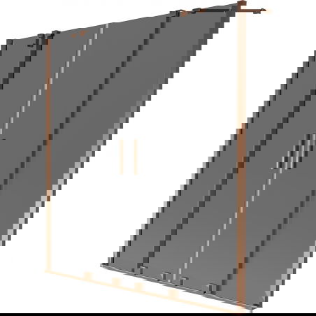 Mexen Velar Divvietīgs bīdāms vannas dušas ekrāns 150 x 150 cm, grafīts, rozā zelts - 896-150-000-42-60