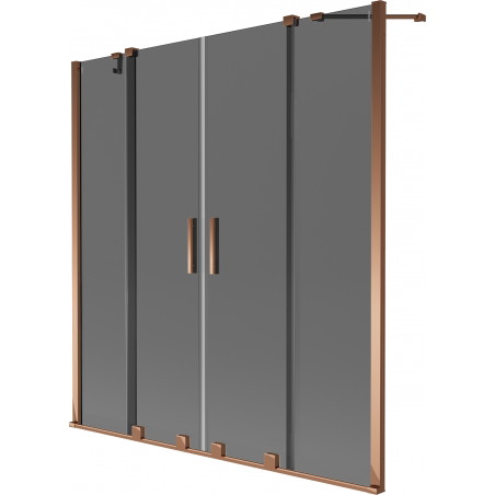 Mexen Velar Duo parawan nawannowy 2-skrzydłowy rozsuwany 150 x 150 cm, grafit, różowe złoto - 896-150-000-42-60