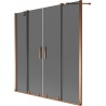 Mexen Velar Duo parawan nawannowy 2-skrzydłowy rozsuwany 150 x 150 cm, grafit, różowe złoto - 896-150-000-42-60