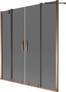 Mexen Velar Duo Badewannenfaltwand 2-flügelig verschiebbar 150 x 150 cm, Grafit, Roségold - 896-150-000-42-60