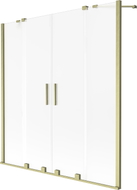 Mexen Velar Duo parawan nawannowy 2-skrzydłowy rozsuwany 150 x 150 cm, szron, złoty szczotkowany - 896-150-000-32-55
