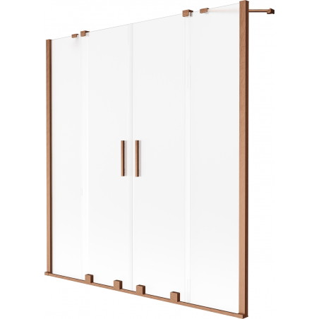 Mexen Velar Duo parawan nawannowy 2-skrzydłowy rozsuwany 150 x 150 cm, szron, miedź szczotkowana - 896-150-000-32-65