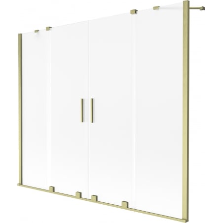 Mexen Velar Duo parawan nawannowy 2-skrzydłowy rozsuwany 180 x 150 cm, szron, złoty szczotkowany - 896-180-000-32-55