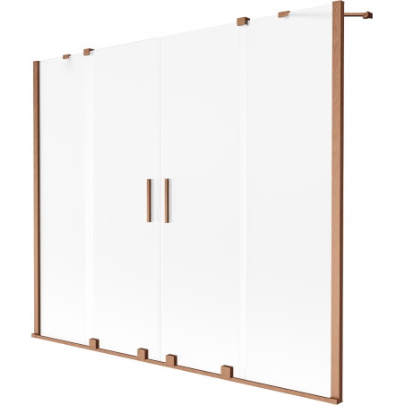 Mexen Velar Duo vannitoaparavan, 2-osaline, lükand, 180 x 150 cm, jäätunud, harjatud vask - 896-180-000-32-65