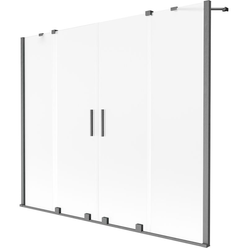 Mexen Velar Duo Badewannenwand 2-flügelig verschiebbar 180 x 150 cm, Milchglas, Gebürstetes Gun Grey - 896-180-000-32-66