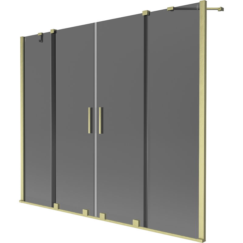 Mexen Velar Duo 2-flügelige, verschiebbare Badewannenabtrennung 180 x 150 cm, Graphit, gebürstetes Gold - 896-180-000-42-55