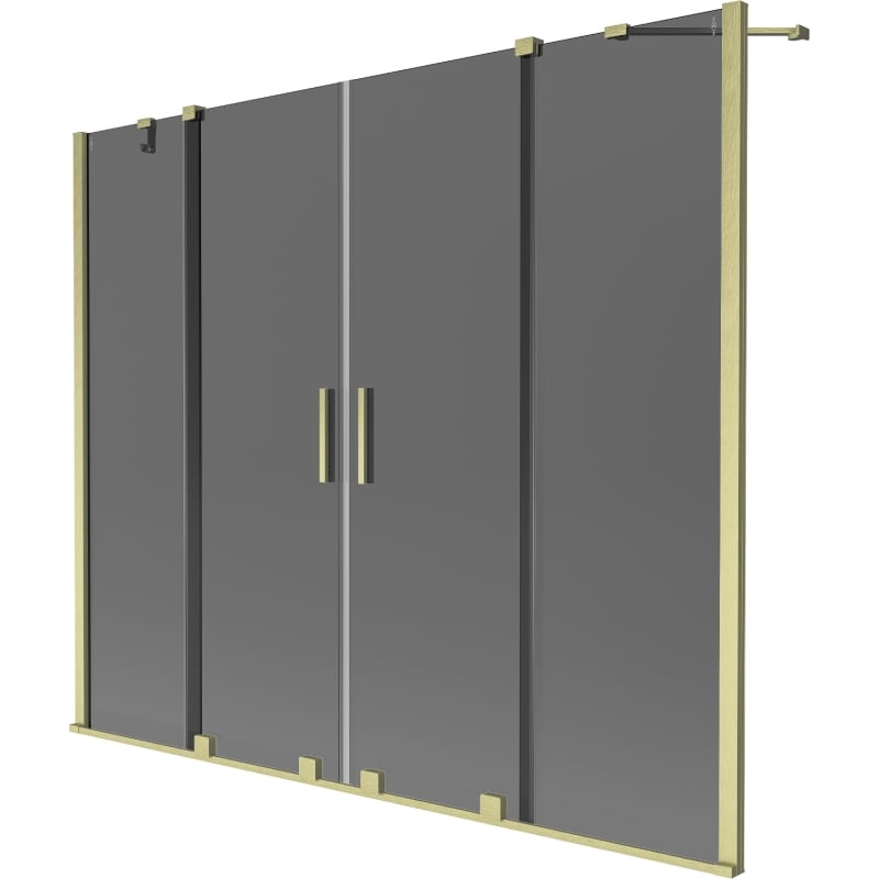 Mexen Velar Duo divisor de chuveiro dobrável de 2 painéis deslizantes 180 x 150 cm, grafite, dourado escovado
