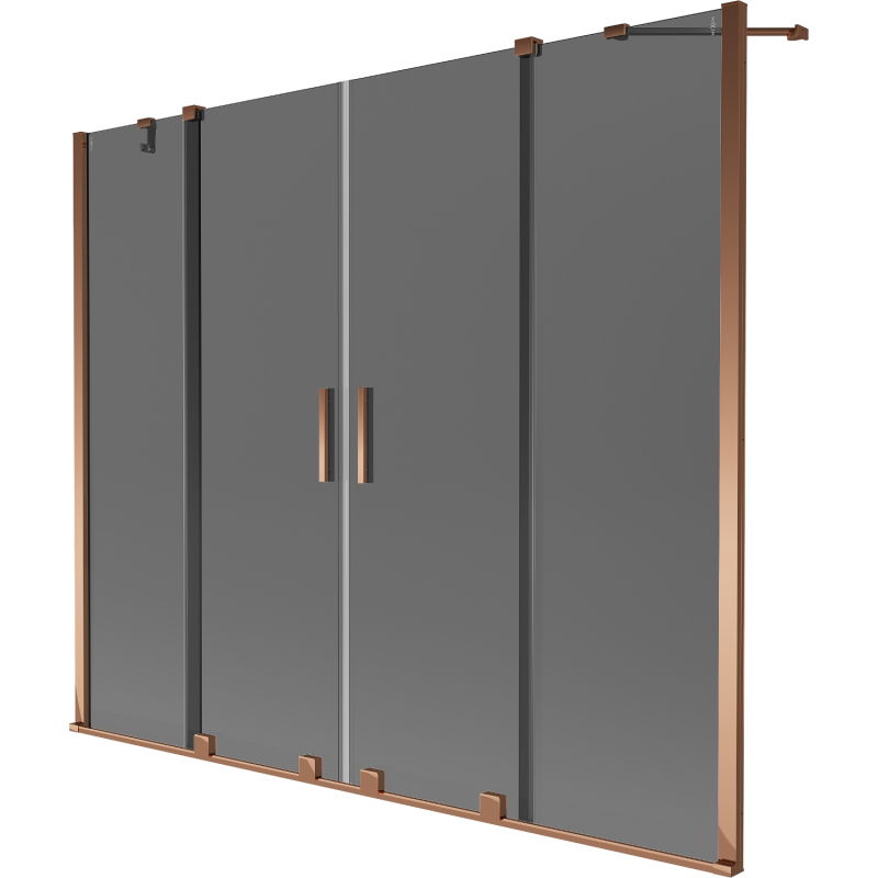 Mexen Velar Duo Badewannenfalttür 2-flügelig verschiebbar 180 x 150 cm, Graphit, Roségold - 896-180-000-42-60