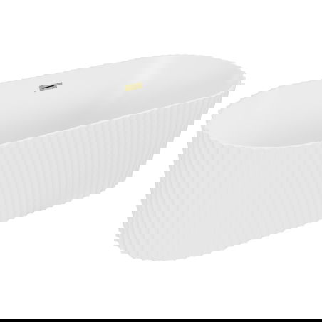 Mexen Paola freestanding fluted bathtub 170 x 80 cm, white matte, gold overflow - 52721708001-50