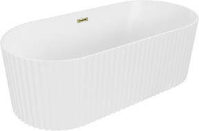 Mexen Paola freistehende geriffelte Badewanne 170 x 80 cm, weiß matt, Überlauf gold - 52721708001-50