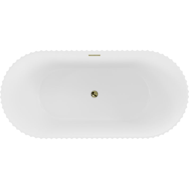 Mexen Paola vasca da bagno freestanding scanalata 170 x 80 cm, bianco opaco, troppopieno dorato - 52721708001-50