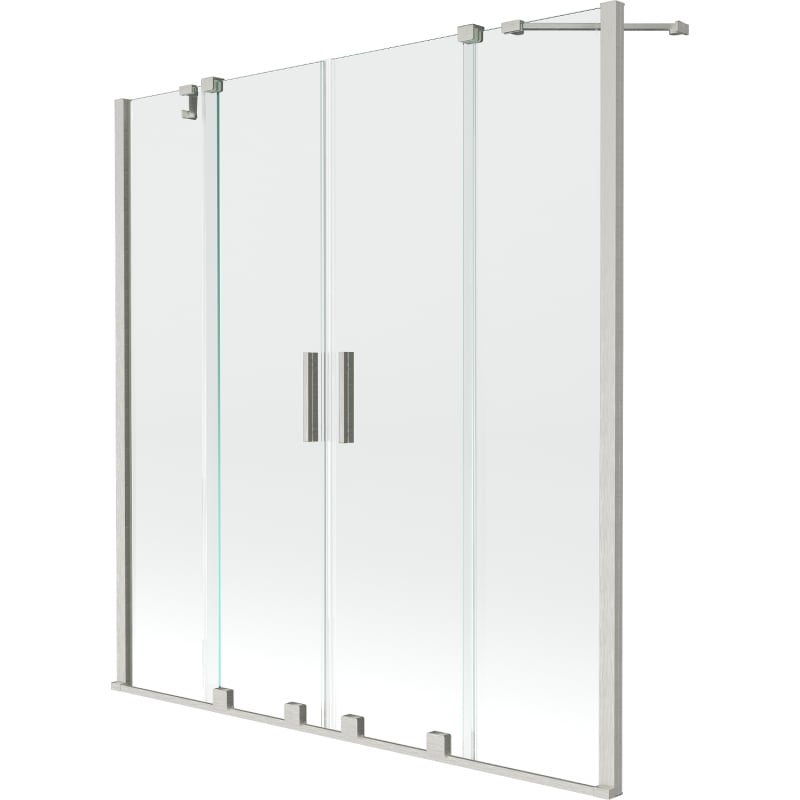 Mexen Velar Duo Badewannen-Faltwand 2-flüglig verschiebbar 150 x 150 cm, transparent, gebürsteter Nickel - 896-150-000-02-97