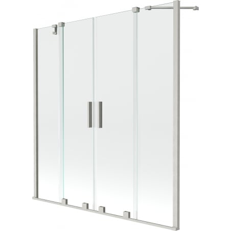 Mexen Velar Duo Badewannen-Faltwand 2-flüglig verschiebbar 150 x 150 cm, transparent, gebürsteter Nickel - 896-150-000-02-97