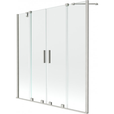 Mexen Velar Kaheosaline kaheukseline vannitoasirm 150 x 150 cm, läbipaistev, harjatud nikkel - 896-150-000-02-97