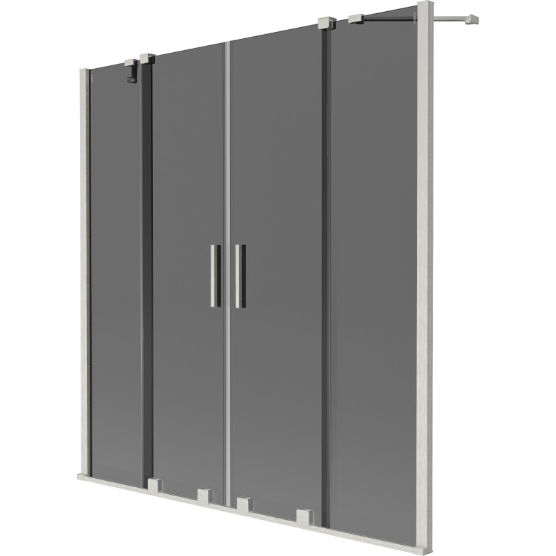 Mexen Velar Duo vanniseinavõre, 2 tiivaga lükanduks, 150 x 150 cm, grafiit, harjatud nikkel - 896-150-000-42-97