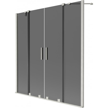 Mexen Velar Duo vanniseinavõre, 2 tiivaga lükanduks, 150 x 150 cm, grafiit, harjatud nikkel - 896-150-000-42-97