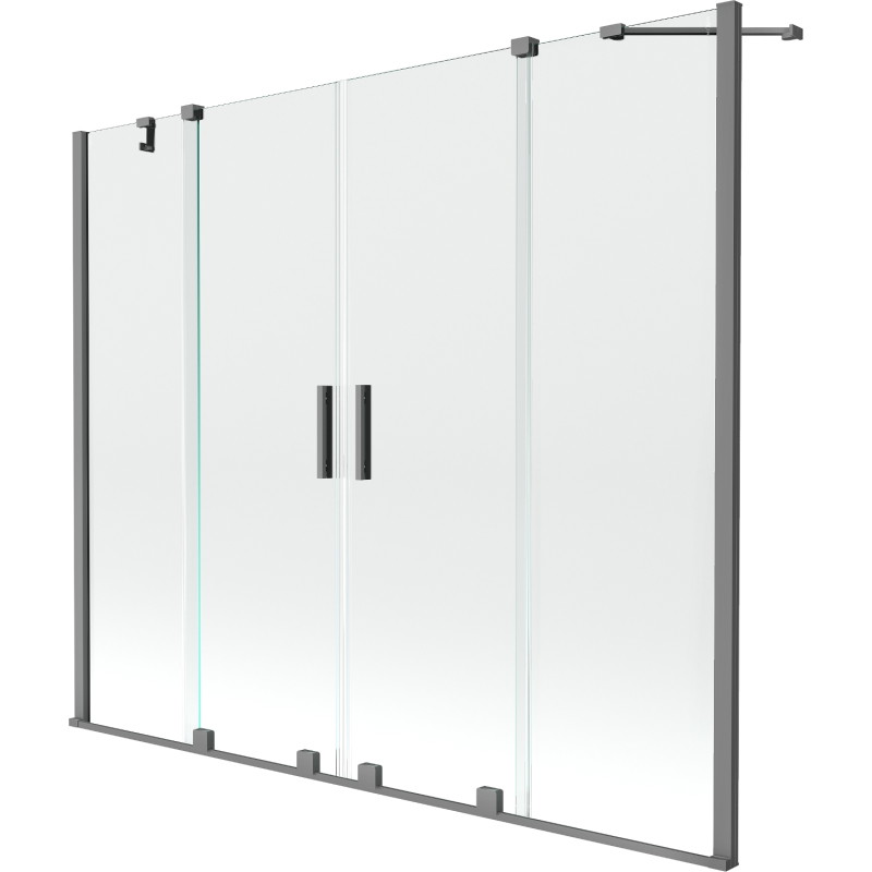 Mexen Velar Duo badscherm 2-delig schuifbaar 180 x 150 cm, transparant, gun metal - 896-180-000-02-95