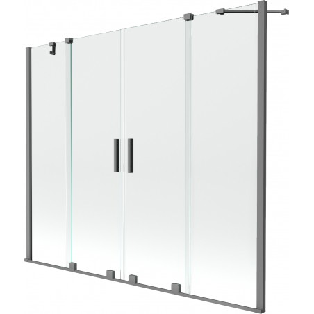 Mexen Velar Duo vannas ekrāns 2-spārnu izvelkams 180 x 150 cm, caurspīdīgs, pistoles metāls - 896-180-000-02-95