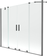 Mexen Velar Duo paravento da vasca da bagno a 2 ante scorrevoli 180 x 150 cm, trasparente, metallo canna di fucile