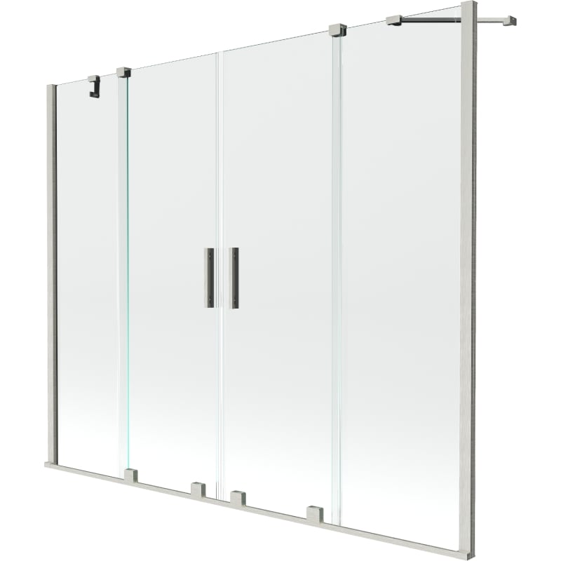 Mexen Velar Duo Bathtub Screen 2-Panel Sliding 180 x 150 cm, Transparent, Brushed Nickel - 896-180-000-02-97
