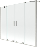 Mexen Velar Duo Badewannenfaltwand 2-flügelig, 180 x 150 cm, transparent, gebürstetes Nickel - 896-180-000-02-97