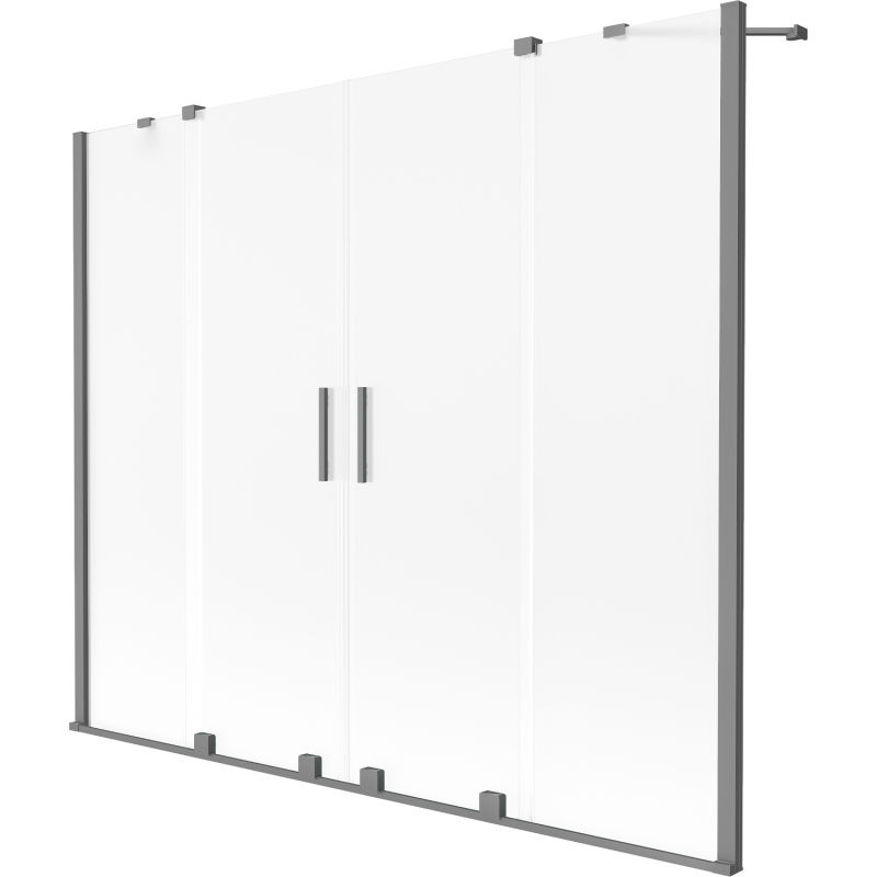 Mexen Velar Duo paratia da bagno a 2 ante scorrevole 180 x 150 cm, smerigliato, gun metal - 896-180-000-32-95