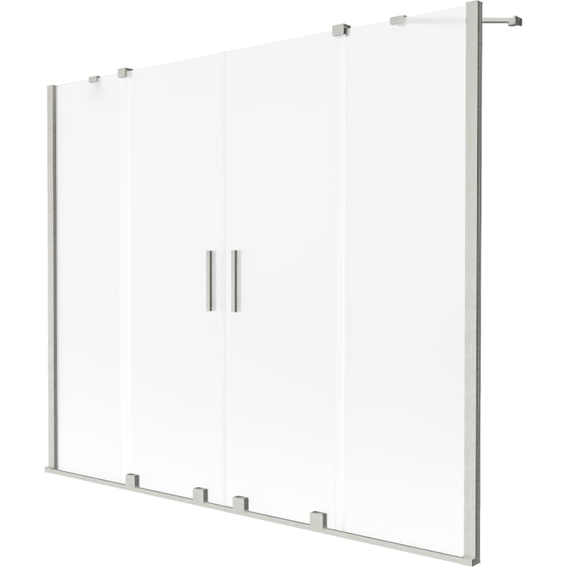 Mexen Velar Duo Badewannenaufsatz, 2-flügelig, verschiebbar, 180 x 150 cm, Frost, gebürstetes Nickel - 896-180-000-32-97