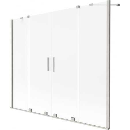Mexen Velar Duo Badewannenaufsatz, 2-flügelig, verschiebbar, 180 x 150 cm, Frost, gebürstetes Nickel - 896-180-000-32-97