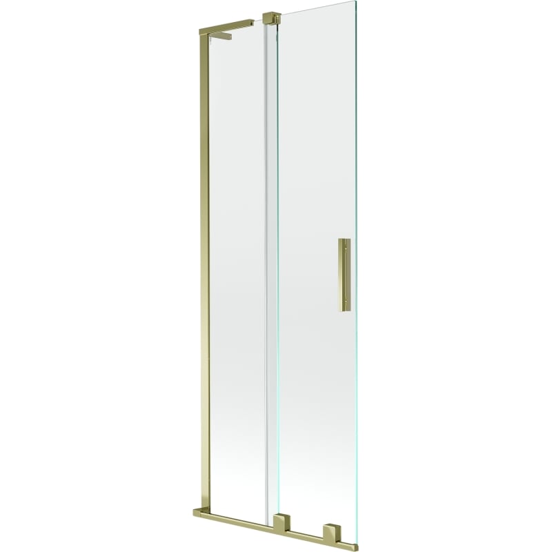 Mexen Velar L vannitoauks 2-tiivaline, lükatav 70 x 150 cm, läbipaistev, kuldne - 896-070-003-01-50