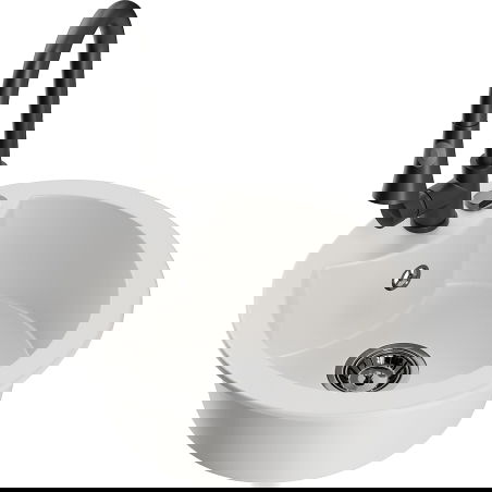 Mexen Diego 1-bowl granite sink with Elia kitchen tap, white - 6512-20-670101-70