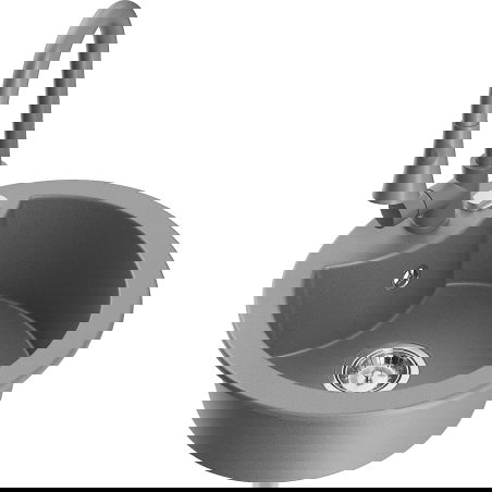 Mexen Diego fregadero de granito de 1 seno con grifo de cocina Elia, gris - 6512-71-670101-71