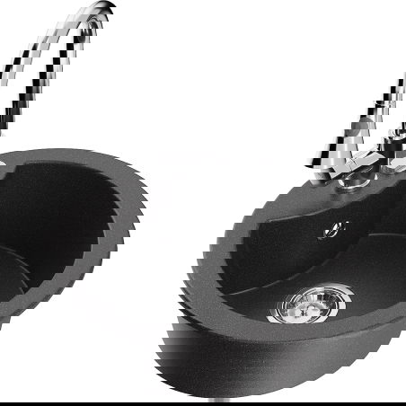 Mexen Diego fregadero de granito de 1 cuenco con grifo de cocina Elia, negro moteado - 6512-76-670101-00