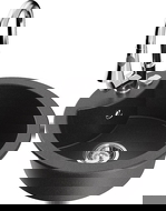 Mexen Diego Granitspüle mit 1 Becken und Küchenarmatur Elia, schwarz gesprenkelt - 6512-76-670101-00