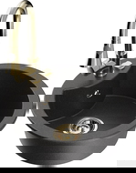 Mexen Diego évier en granit 1 bac avec robinet de cuisine Elia, noir moucheté - 6512-76-670101-50