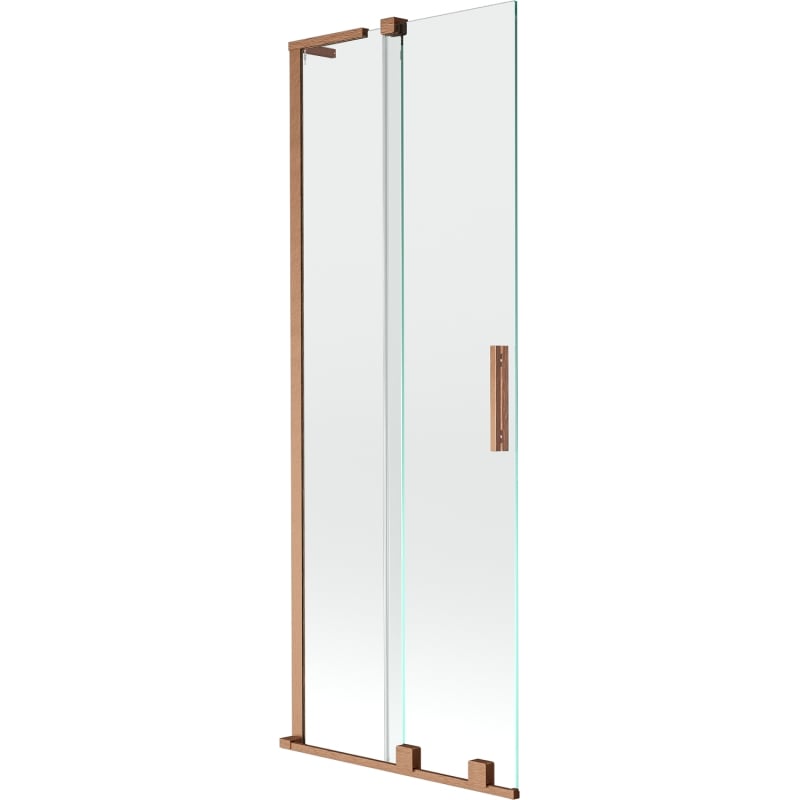 Mexen Velar L divisória de banho de 2 painéis deslizantes 70 x 150 cm, transparente, cobre escovado - 896-070-003-01-65