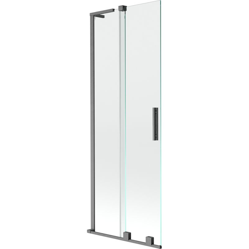 Mexen Velar L Badewannenfaltwand 2-flügelig verschiebbar 70 x 150 cm, transparent, gebürstetes Gun Gray - 896-070-003-01-66