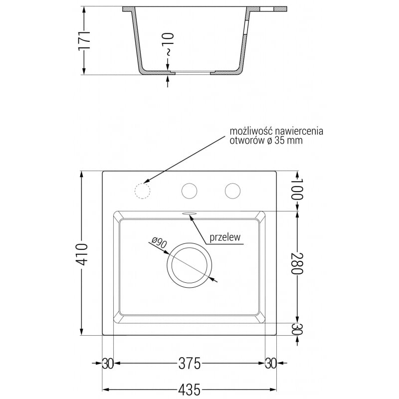 Mexen Milo yksi-allasinen graniittinen keittiöallas ja Flora keittiöhana, valkoinen - 6505-20-670401-57-G
