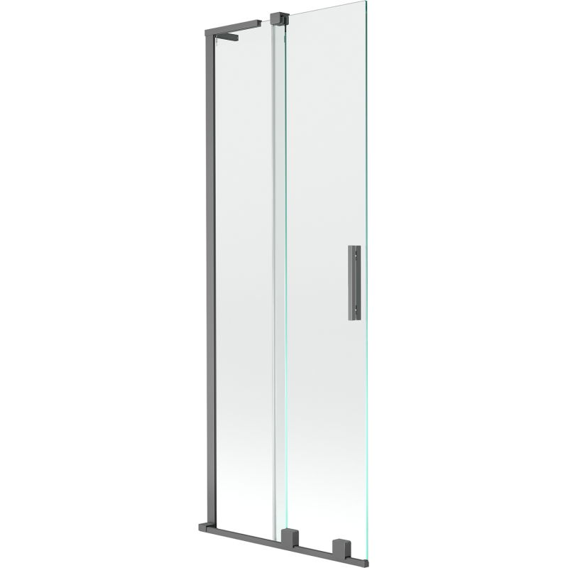 Mexen Velar L Badewannenabtrennung 2-flügelig verschiebbar 70 x 150 cm, transparent, Gun Metal - 896-070-003-01-95