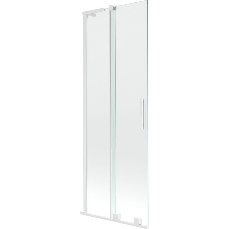 Mexen Velar L Badewannenabtrennung 2-flügelig verschiebbar 75 x 150 cm, transparent, weiß - 896-075-003-01-20